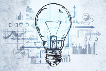 Aufkleber - Creative business sketch and light bulb.