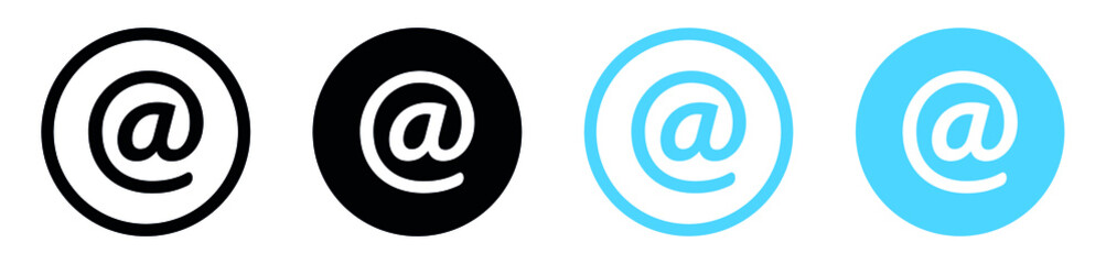 Leinwandbilder - @ or mail icon in circle for apps and websites, Mail envelope icon