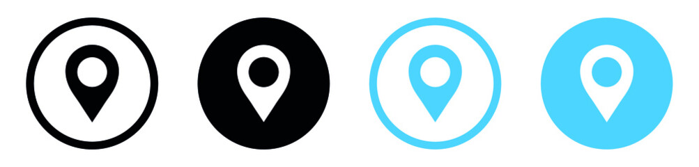 Poster - location pin icon in circle, Map pin place marker. Location icon. Map marker pointer icon set. GPS location symbol collection, location pin sign
