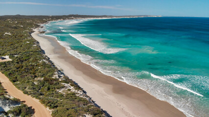 Wall Mural - Pennington Bay in Kangaroo Island. Amazing aerial view of coastline from drone on a sunny day