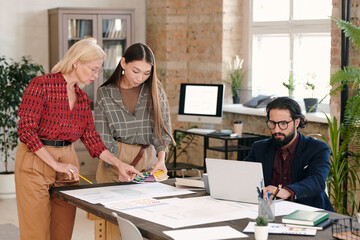 Poster - Two creative female designers choosing color for new mobile application