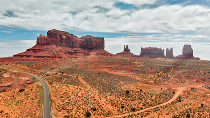 Poster - Aerial panoramic view of amazing Monument Valley in summser season, drone viewpoint