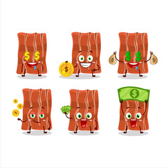 Sticker - Fried bacon cartoon character with cute emoticon bring money