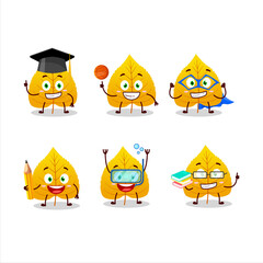 Wall Mural - School student of yellow dried leaves cartoon character with various expressions