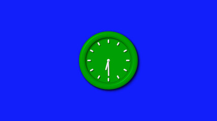 Amazing green color 3d wall clock isolated on blue background,3d wall clock