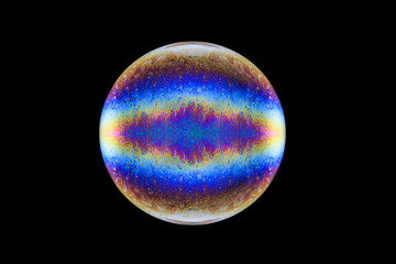 Wall Mural - closeup of colorful soap bubble on black background