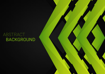 Wall Mural - Geometry shapes green lines on dark background