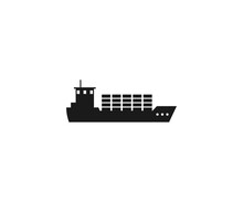 Cargo, Ship, Transport Icon Vector Illustration, Flat.