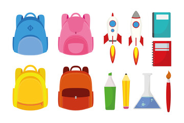 Sticker - back to school season poster with set supplies