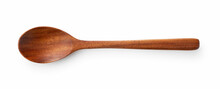 Wooden Spoon Placed On A White Background