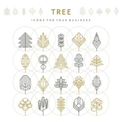 Poster - Set of tree template icons