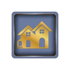 Canvas Print - Glossy golden house button design.