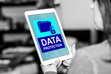 Wall Mural - Data protection concept on a tablet