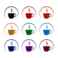 Canvas Print - Coffee Cup circle logo icon, color set