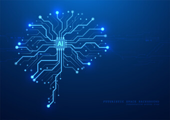 Technological brain and machine learning concept