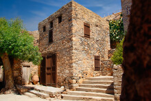 Spinalonga, Greece - August 20, 2020 - An Old House On The Historic Fortress Island Of Spinalonga