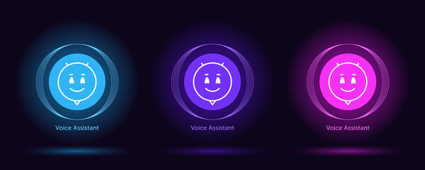 Poster - virtual voice assistant, personal chat bot. vector set of virtual bots for mobile interface and voic