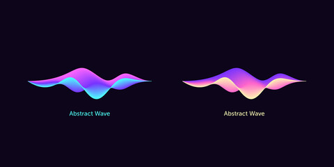 Poster - abstract wave shape for voice recognition system, virtual assistant speech. gradient audio wave, voi