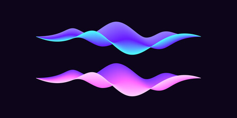 Poster - abstract wave shape for voice recognition system. gradient audio wave for virtual assistant, futuris