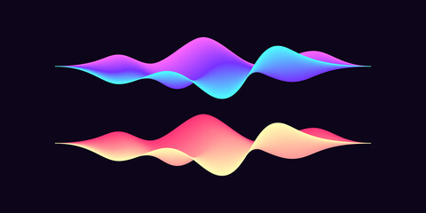 Poster - abstract wave shape for voice recognition system, futuristic waveform for virtual assistant speech. 