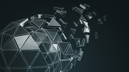 Wall Mural - Spinning gray polyhedron 3D render