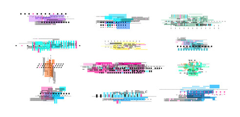 Poster - digital decay elements. geometric glitch, abstract art tv noise effect. retro pixel texture, isolate