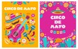 Cinco de mayo poster. Mexican party, mexico latin fiesta invitation. Spanish chili, skulls flowers festival vector cards design. Traditional greeting mexican holiday poster, festival mayo illustration