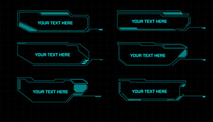 Wall Mural - HUD Futuristic Callouts Element Template For Infographic Content Vector. Green Sci fi Abstract Digital Information Set With Copy Space Illustration.