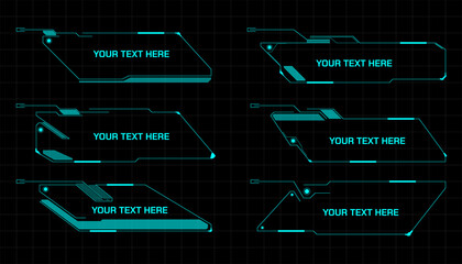Fototapete - Call Outs Digital Futuristic Element Game Infographic Title Vector Set. HUD UI Technology Presentation Screen Shape Illustration.