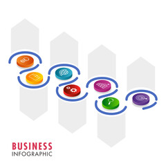 Sticker - Business Infographic Template Layout with 3D Colorful Icons in Seven Options.