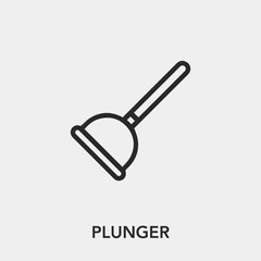 Poster - plunger icon vector. Linear style sign for mobile concept and web design. plunger symbol illustration. Pixel vector graphics - Vector.	