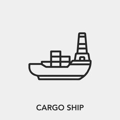 Poster - cargo ship icon vector. Linear style sign for mobile concept and web design. cargo ship symbol illustration. Pixel vector graphics - Vector.	