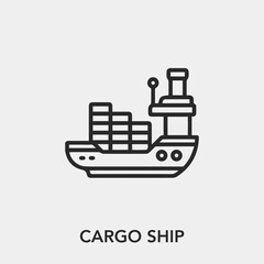 Poster - cargo ship icon vector. Linear style sign for mobile concept and web design. cargo ship symbol illustration. Pixel vector graphics - Vector.	