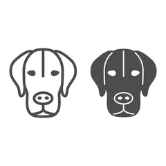Poster - Dog head line and solid icon, pets concept, puppy face sign on white background, dog head silhouette icon in outline style for mobile concept and web design. Vector graphics.