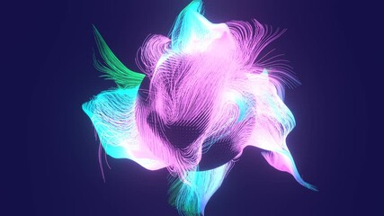Poster - Pink and blue curves swirling from a circle. Abstract technology. 3D render / rendering
