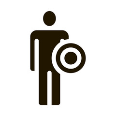 Poster - Strong Man With Shield glyph icon vector. Strong Man With Shield Sign. isolated symbol illustration