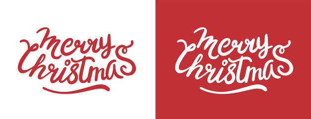 Wall Mural - Merry christmas lettering. Vector illustration in flat style