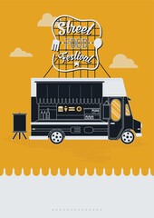 Sticker - Street food festival poster design