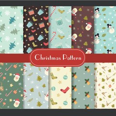 Wall Mural - Set of christmas pattern icons