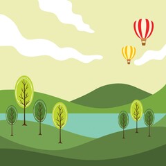 Wall Mural - Hot air balloons floating in the sky