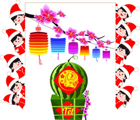 Poster - Oriental Happy Chinese New Year 2021. Year of the Ox (Chinese translation Happy chinese new year 2021, year of ox)