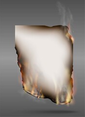 Wall Mural - transparent design burning templates torn paper with fire