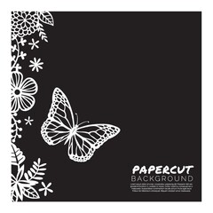 Sticker - butterfly papercut background design