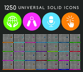 Fototapete - Set of 1250 High Quality Solid Icons . Isolated Vector Elements