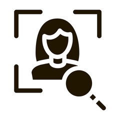 Poster - Woman Identity Check glyph icon vector. Woman Identity Check Sign. isolated symbol illustration
