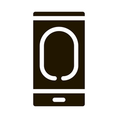 Poster - Scan Fingerprint in Phone glyph icon vector. Scan Fingerprint in Phone Sign. isolated symbol illustration