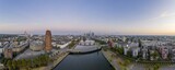 Fototapeta Do pokoju - Panoramic drone picture of the Frankfurt skyline in the morning time