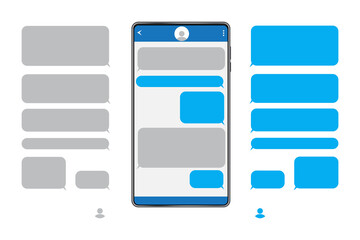 Poster - Chat messages on the phone. Screen of the messenger. Text box. SMS correspondence in the phone. Vector illustration. Stock image.
