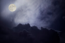 Overcast Full Moon Night