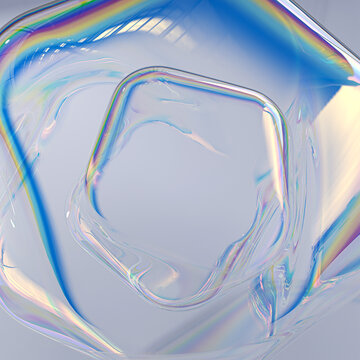 Abstract fluid liquid shapes, holographic spectral gradient texture, modern colorful art background isolated 3d rendering